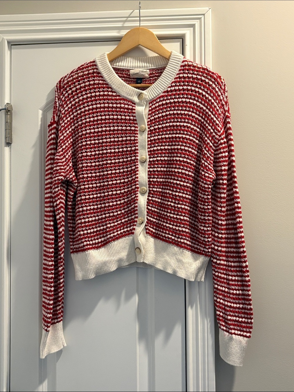 Red and White Striped Cardigan